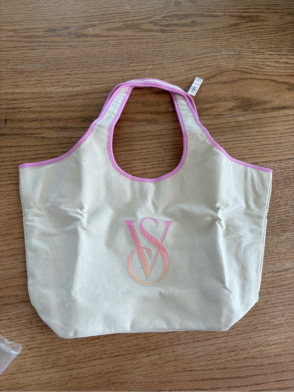 Victoria's Secret Canvas Tote Bag with Pink Trim